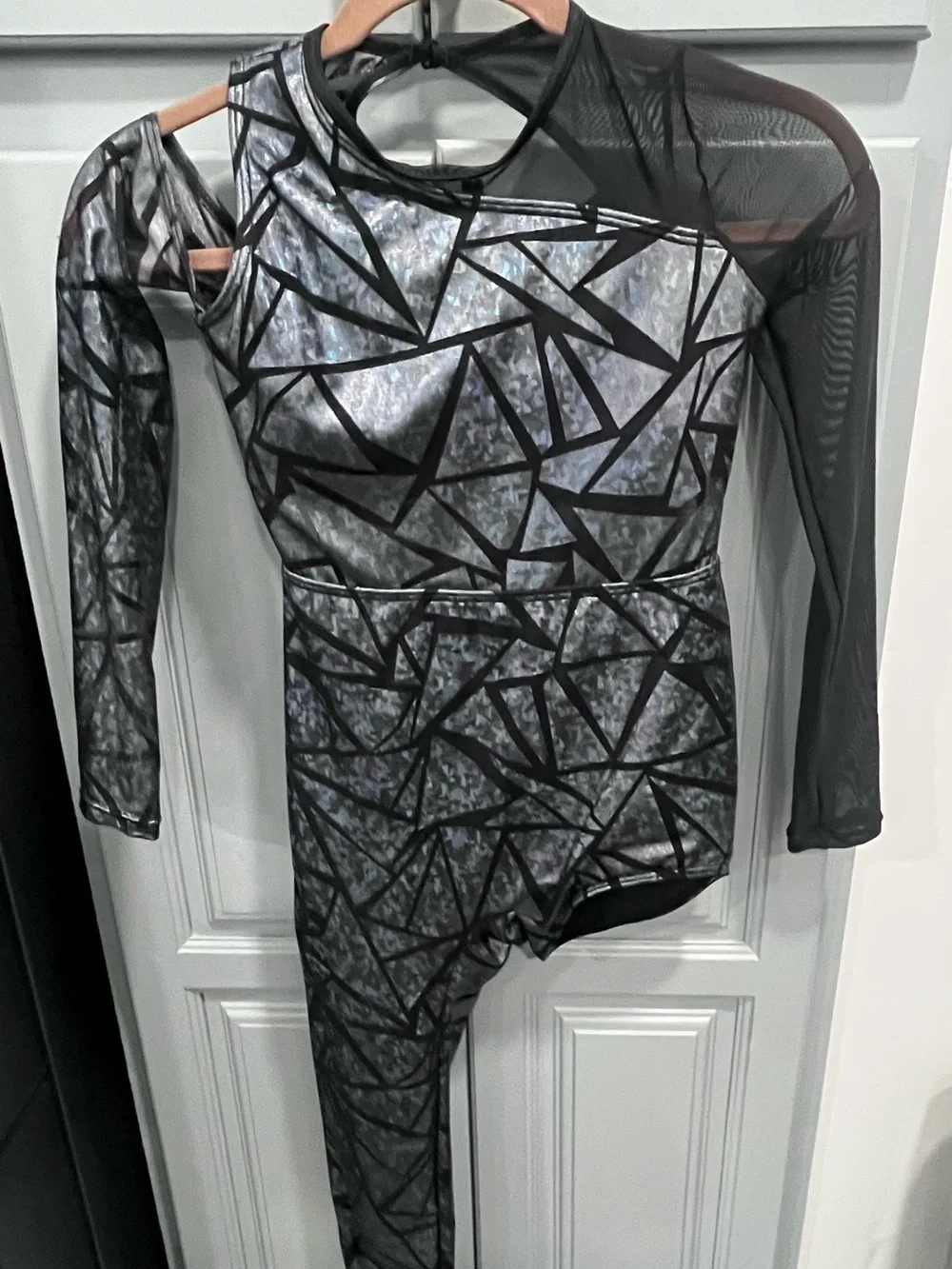 Dance costume Weissman Time Black & Silver Geometric-Piece Leotard child Medium